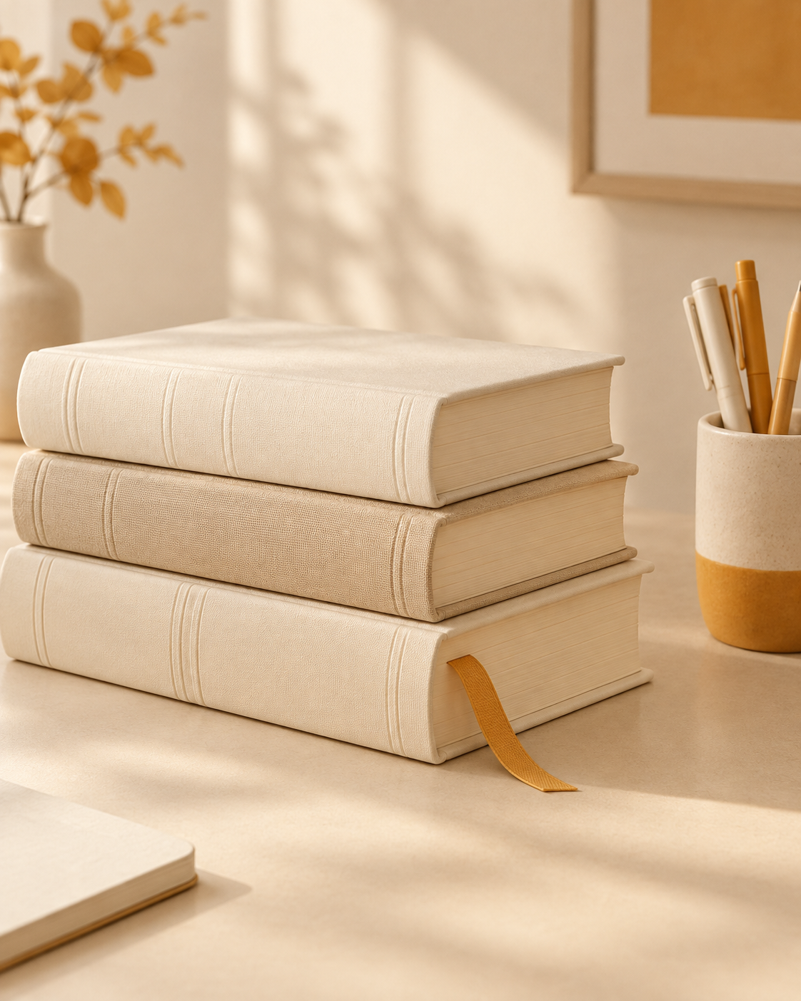 Illustration of a stack of law reports with an amber ribbon bookmark